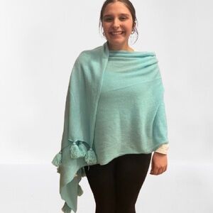 Elegant Tiffany Blue Shawl with Tassels